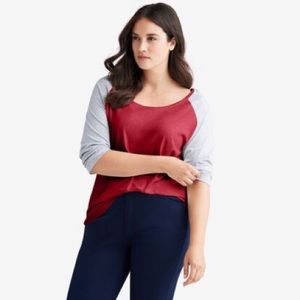 Maroon Red + Heather Gray 3/4 Sleeve Baseball Tee